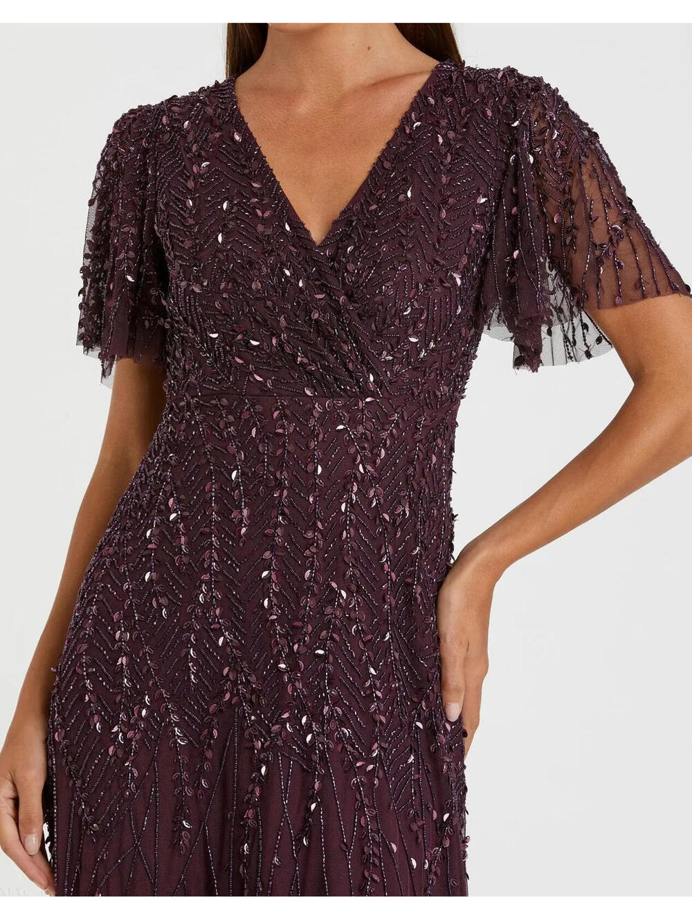NWT $698 MAC DUGGAL 35109 Embellished Flutter Evening Gown Formal Dress Size 18 - Picture 2 of 9